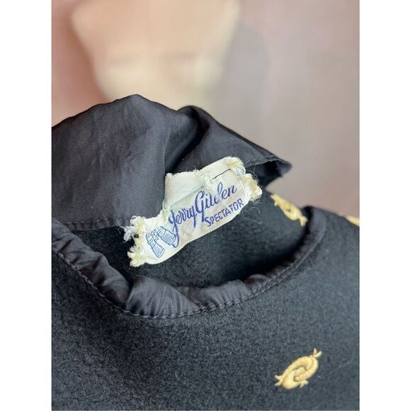 Vintage 1950s Wool Felt Embroidered Dress Swing Rockabilly Pinup Mod - Picture 3 of 8